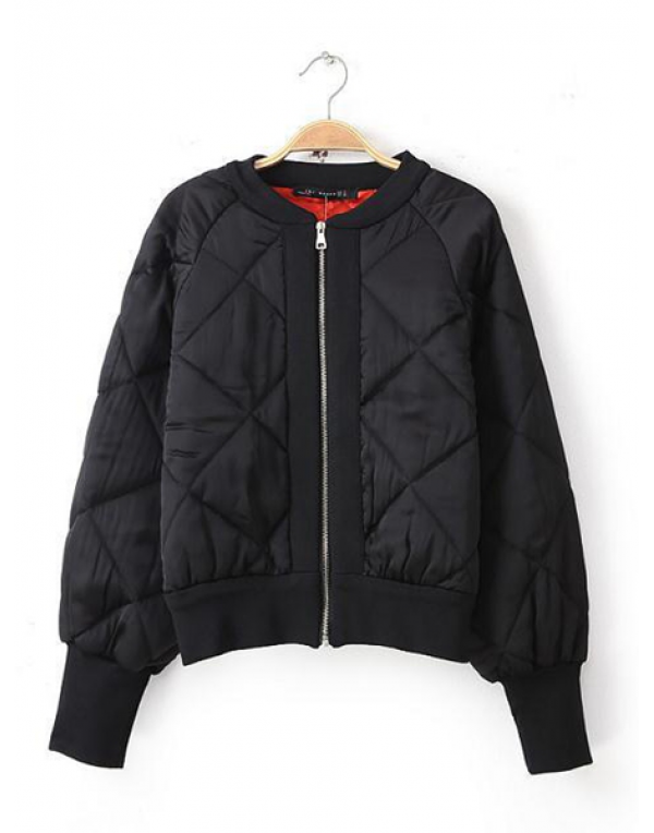 Fashion Casual Loose Quilting Long Sleeve Short Jacket Coat