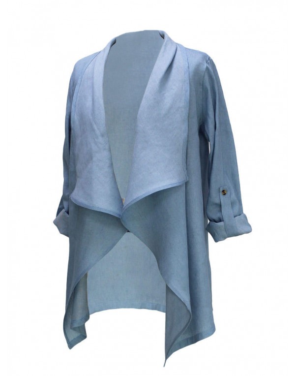 Casual Denim Blue Long Sleeve Women Loose Cardigan