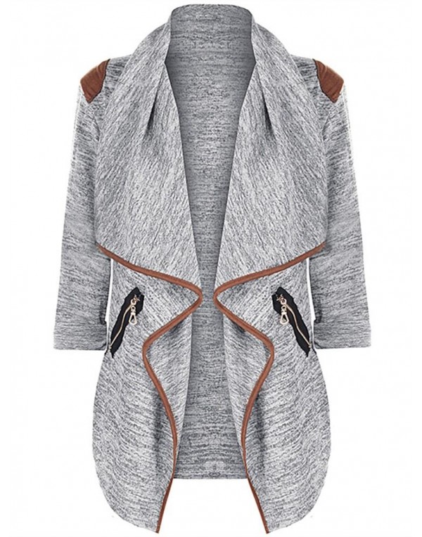 Casual Women Zipper Pocket Long Sleeve Cardigans