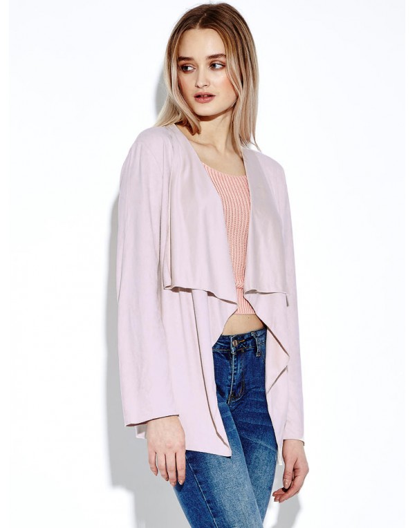 Women Casual Lace Up Irregular Hem Pure Color Long Sleeve Cardigans