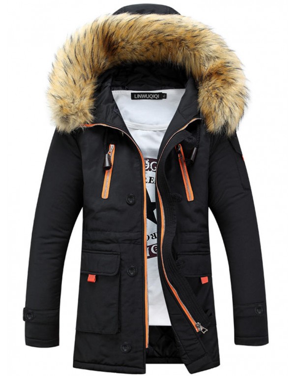 Winter Hooded Long Sleeve Thicken Warm Couple Coats ( Button and cap rope are random )