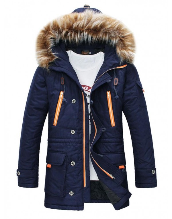 Winter Hooded Long Sleeve Thicken Warm Couple Coats ( Button and cap rope are random )