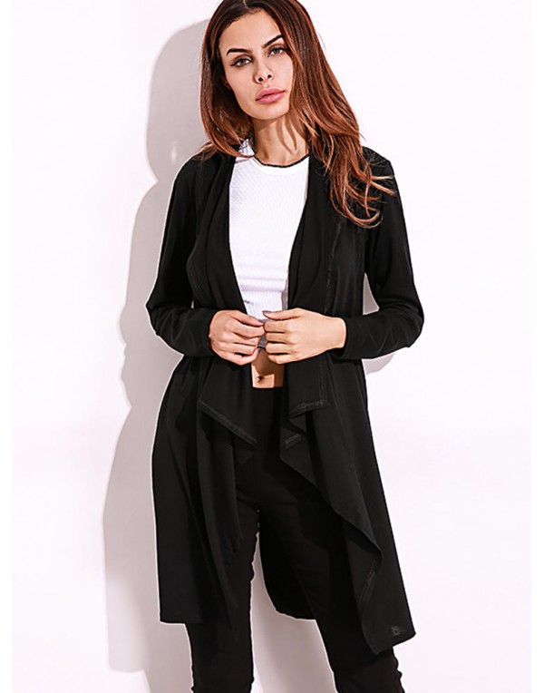 Casual Women Lapel Long Sleeve Solid Color Pockets Cardigan