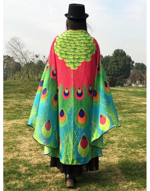 Summer Women Chiffon Butterfly Wing Printed Beach Shawl Wraps