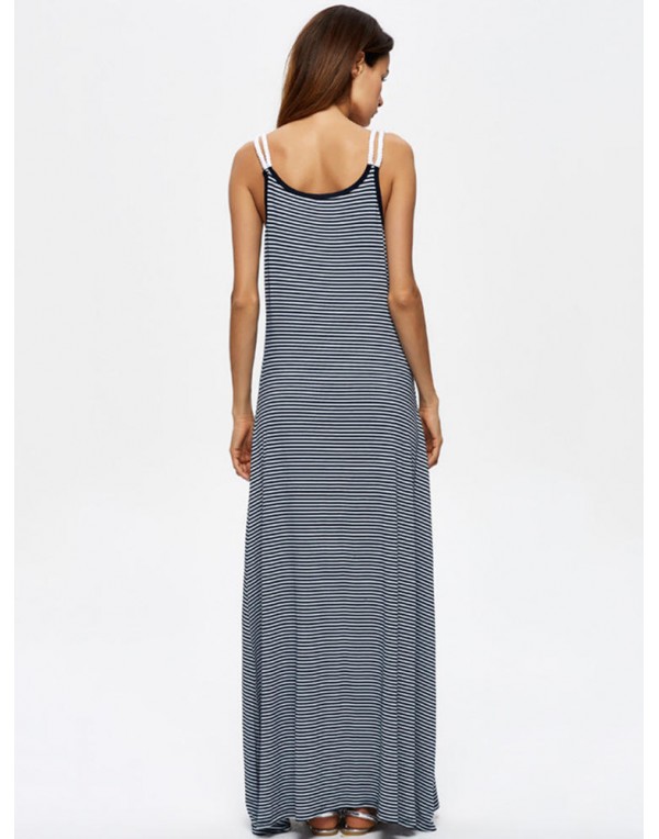 Casual Women Sleeveless Striped Summer Maxi Dresses