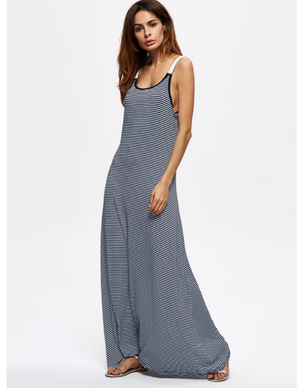 Casual Women Sleeveless Striped Summer Maxi Dresses