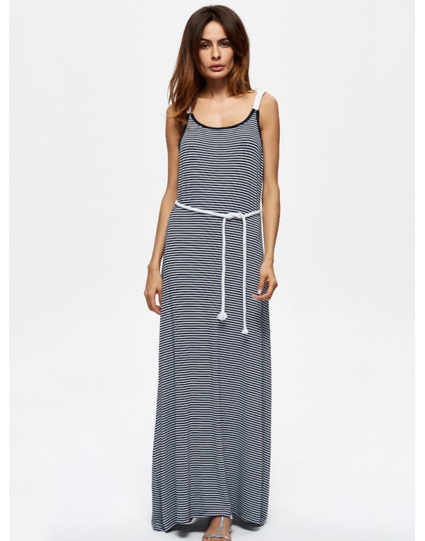 Casual Women Sleeveless Striped Summer Maxi Dresses