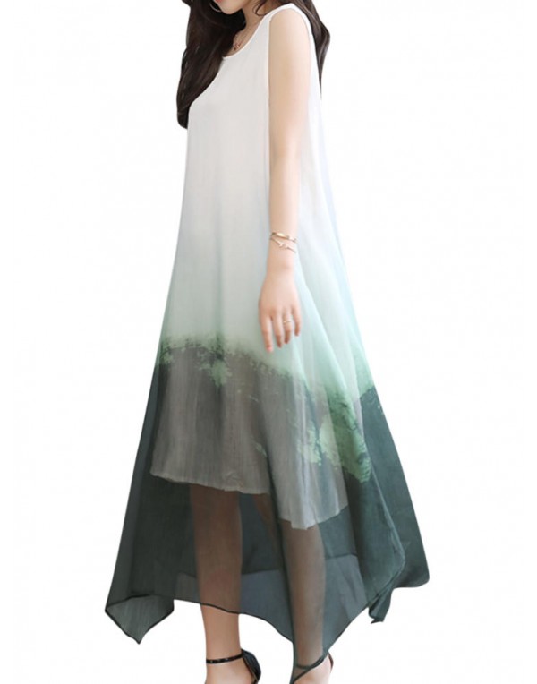 Elegant Women Gradient Sleeveless Layered Dresses