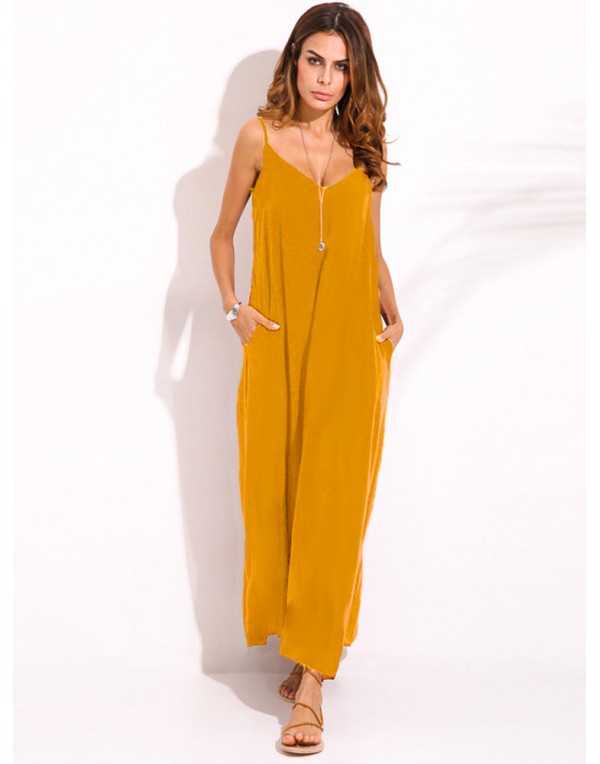 Casual Women Spaghetti Strap V-neck Long Maxi Dresses