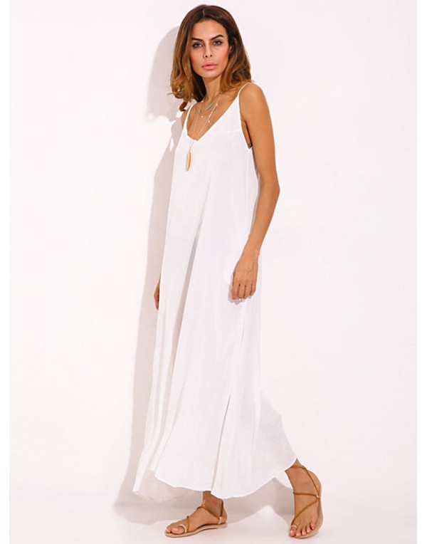 Casual Women Spaghetti Strap V-neck Long Maxi Dresses