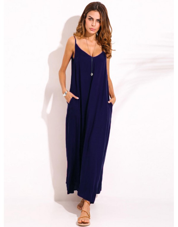 Casual Women Spaghetti Strap V-neck Long Maxi Dresses