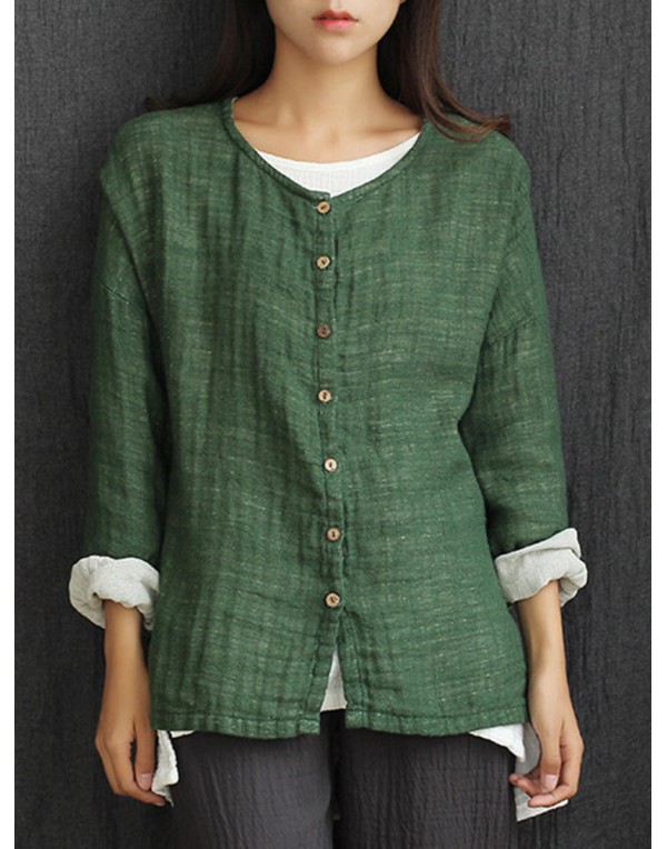 Mori Girl Vintage Pure Color Button Up Cardigan Shirt