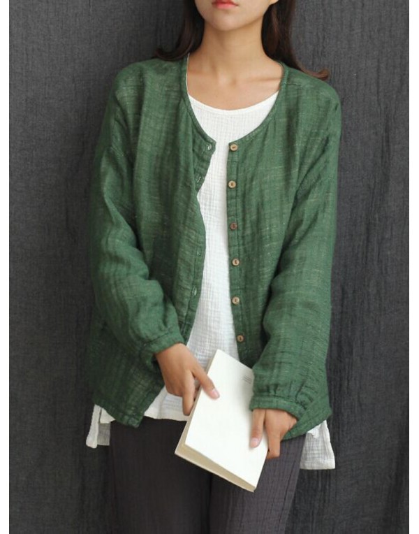 Mori Girl Vintage Pure Color Button Up Cardigan Shirt