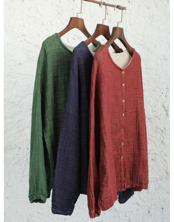 Mori Girl Vintage Pure Color Button Up Cardigan Shirt